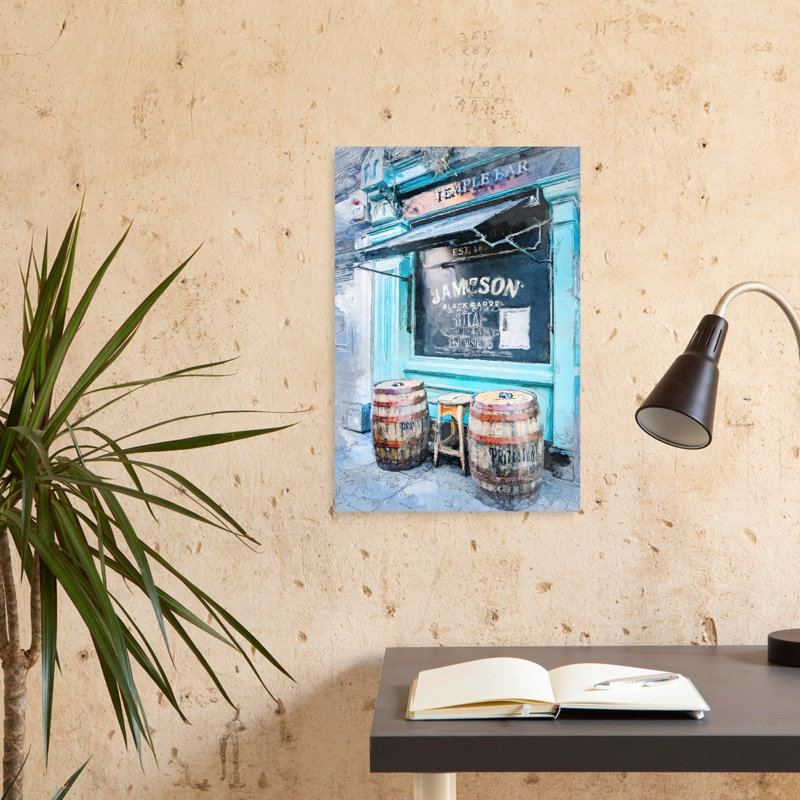 «Rustic Blue Bar», entrée abstraite, architecture contemporaine, art mural de la ville, 24" H x 16" W