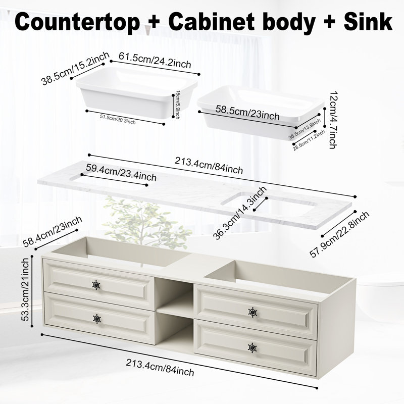 Nikitha 84'' W Double Vanity