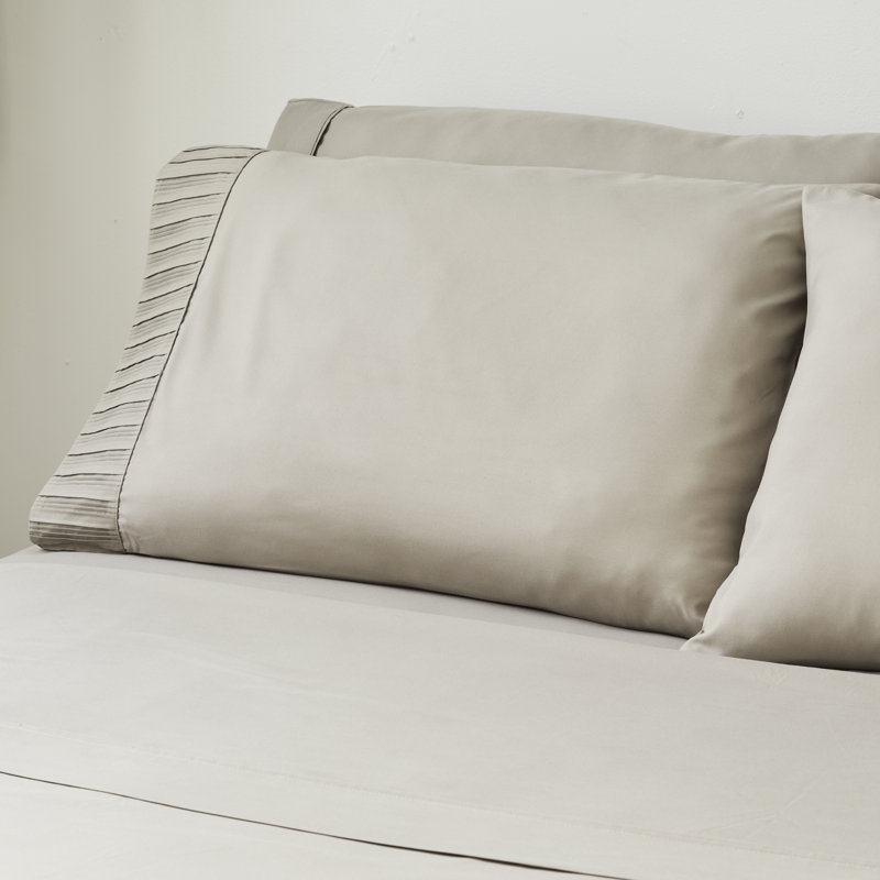Ensemble de draps 4 pièces en bambou, Beige, Ensemble de draps pour taille de lit grand avec un