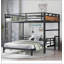 Lit superposé polyvalent en métal avec options mezzanine et plateforme, clôture de sécurité surélevée et finition en bois rétro-1633469072