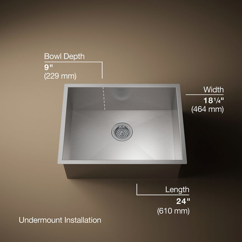 Vault 25" L x 22" W x 9-5/16" Top-Mount/Under-Mount Single-Bowl Kitchen Sink with 4 Faucet Holes, 0 Hole