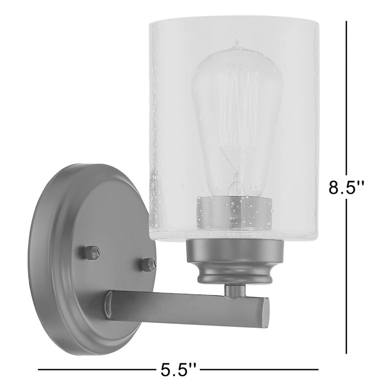 Deitre Armed Sconce, Clear Seeded, Flat Black