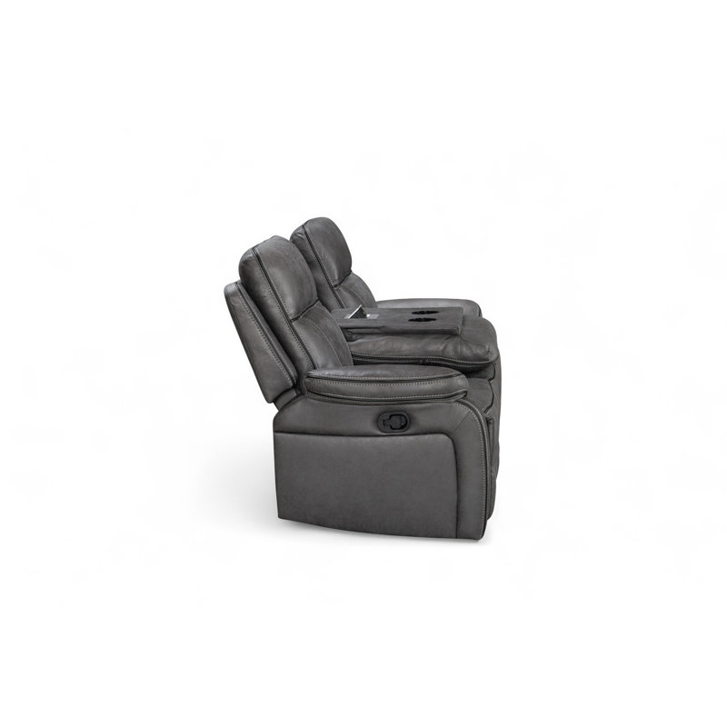 Faux Leather Reclining Sofa, 3