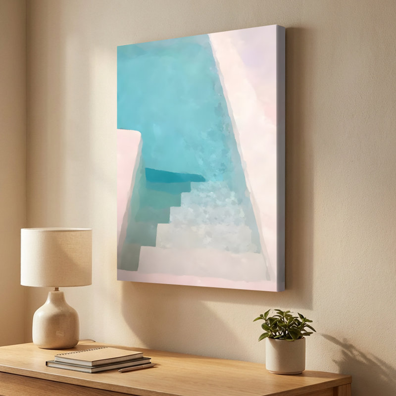 Impressionistic 'Abstract Turquoise Pool Scene' Canvas Graphic Art