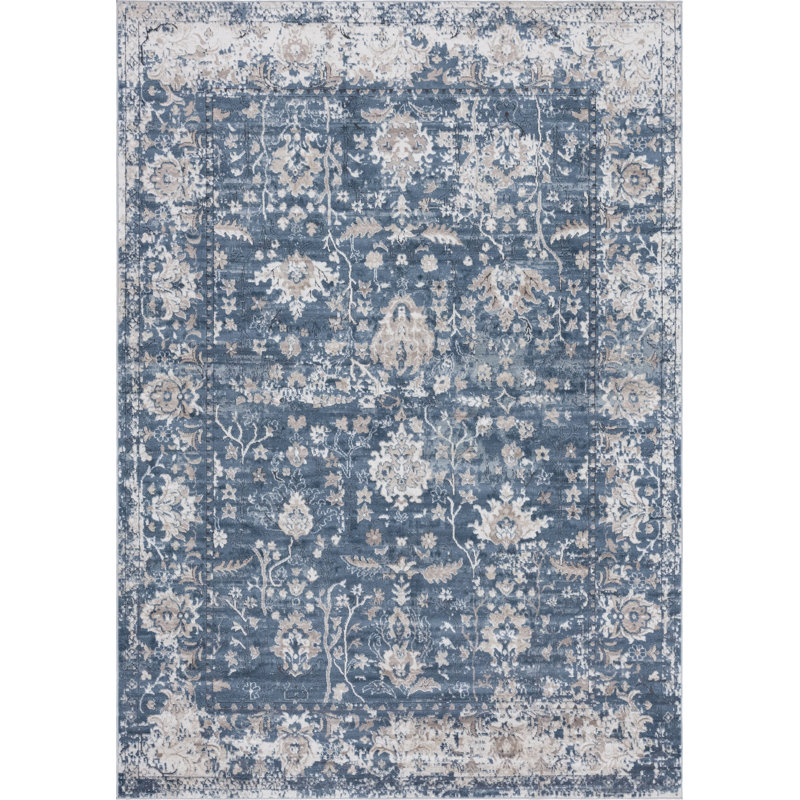 Dimarco Abstract Area Rug, Rectangle 9' x 12', Navy