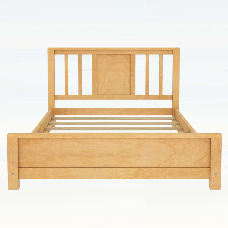 Lit plateforme simple en bois avec tête de lit, Naturel