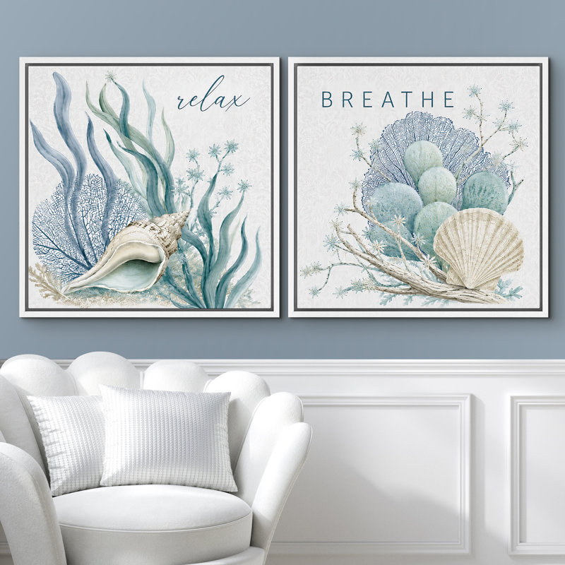Relax Relax Breathe, H 16 po x l 16 po x P 1,5 po, Encadrement blanc