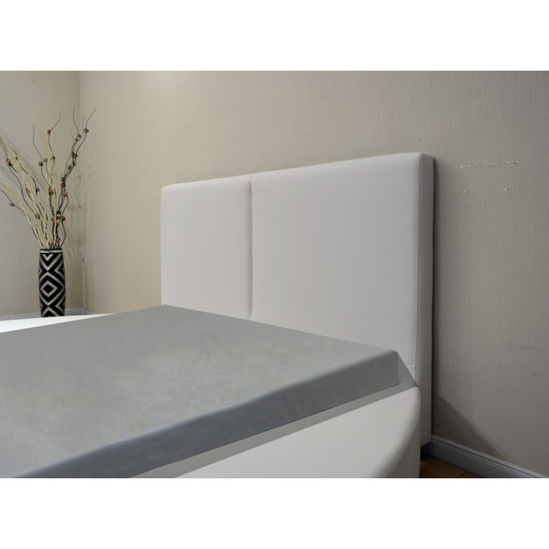 Lit plateforme en tapissier Lura, Blanc, Très grand