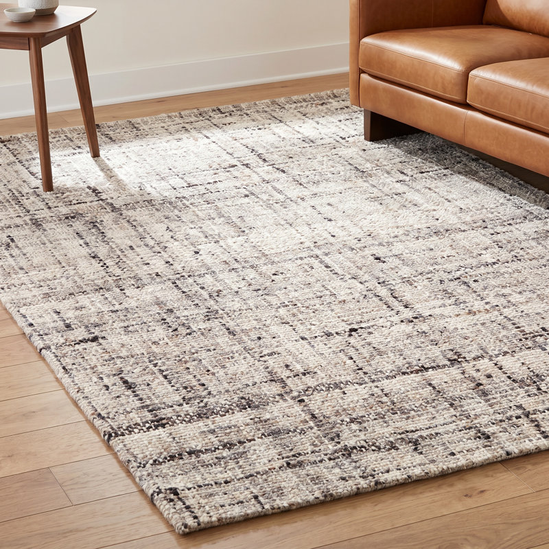 Elya Handmade Dhurrie Wool Gray Area Rug, Rectangle 6' x 9'