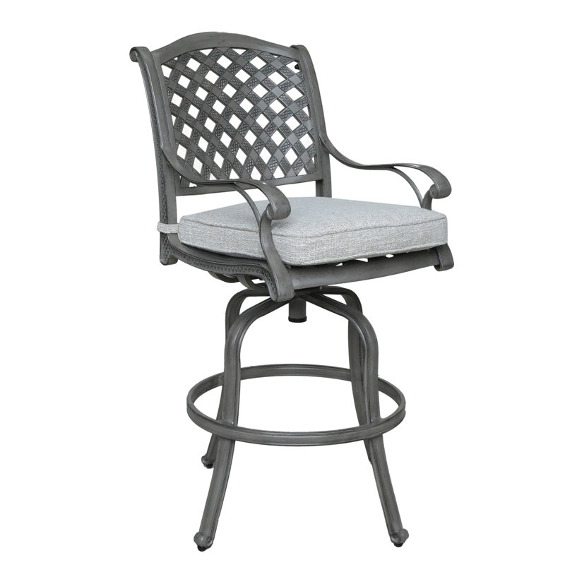 Tabouret de bar d'extérieur 30 po avec coussin Frej, Gaze d'or