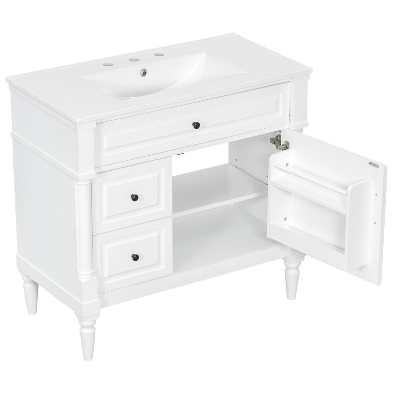 Meuble-lavabo 36 po avec lavabo, Blanc/Noir