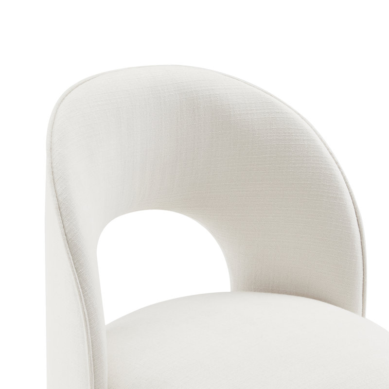 Chaise d'appoint rembourrée avec roulettes Neta, Tweed de coton Flannigan