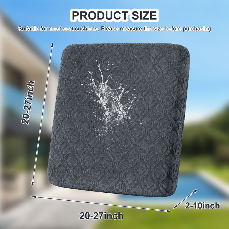 6 Pcs Waterproof Couch Cushion Covers，Washable Stretch Outdoor Patio Furniture Covers, Dark Gray