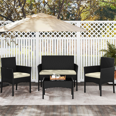 Colour Outdoor All Weather Wicker 4 - Person Seating Group with Cushions