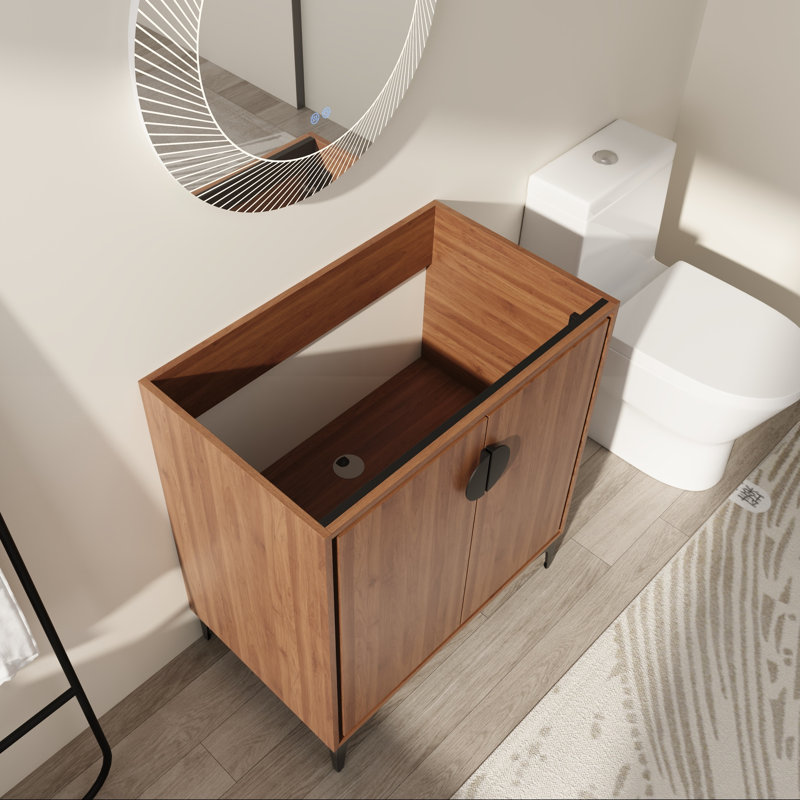 Base de meuble-lavabo autoportant 30 po avec lavabo intégré et portes à fermeture en douceur