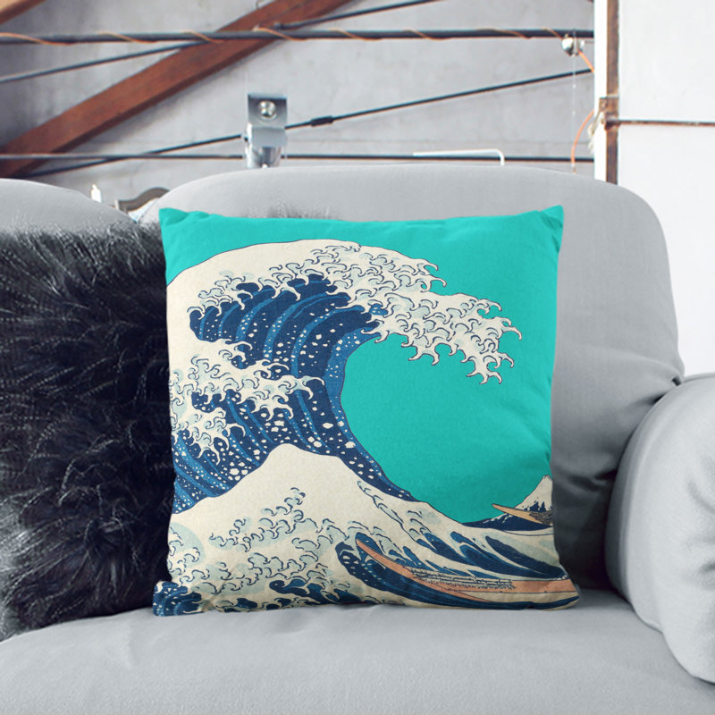 The Great Wave Off Kanagawa Square Throw Cushion, 40cm H x 40cm W x 15cm D