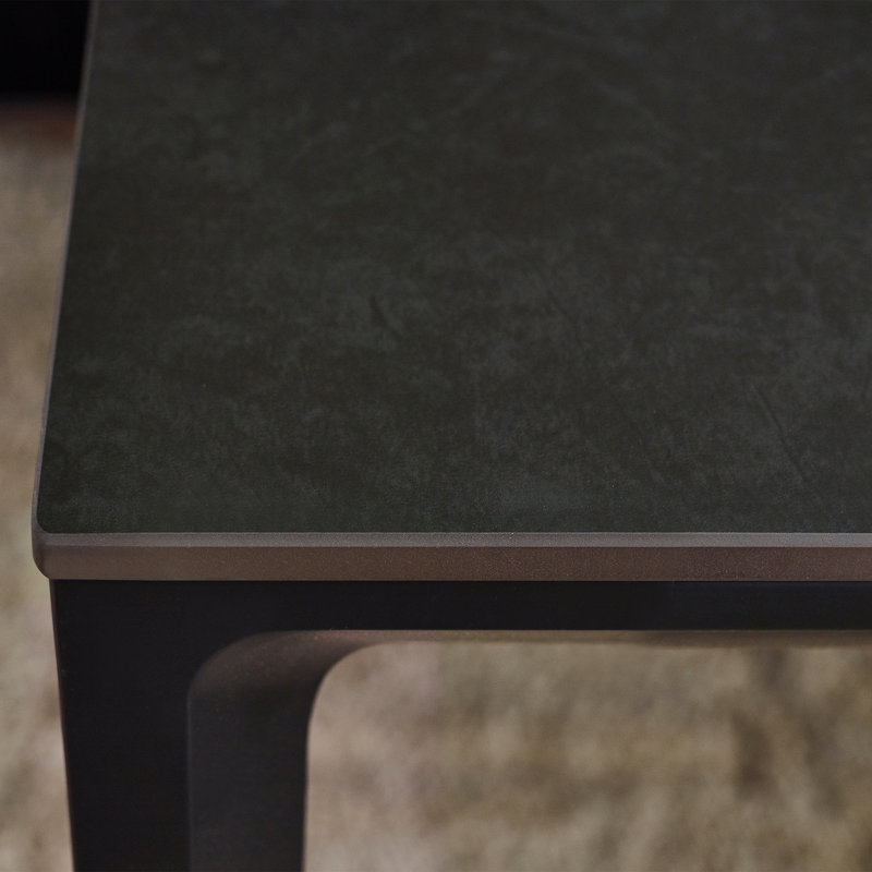 Dagon Stone Top Dining Table with Stainless Steel Base, H76 x L120 x W80cm, Slate Grey