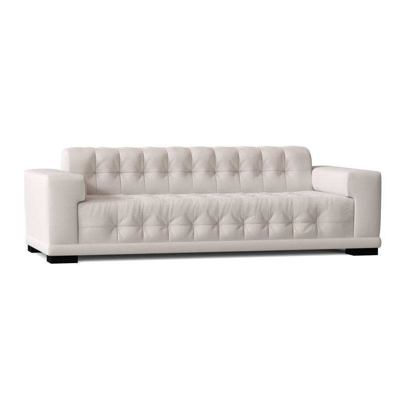Canapé à accoudoirs carrés 89 po, Standard, Blanc Lena, Noir