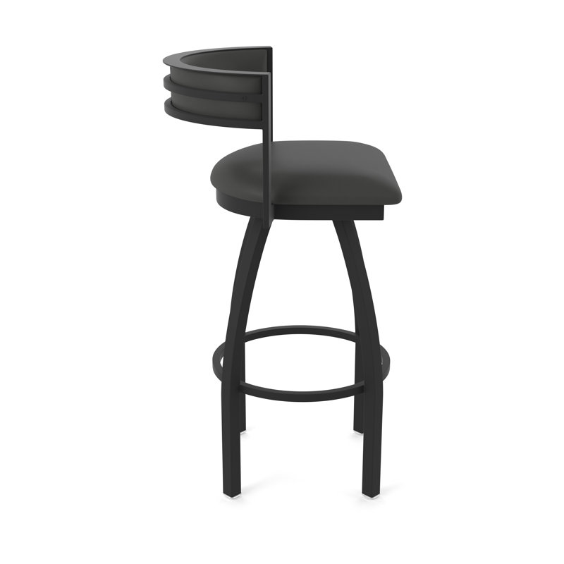 Tabouret Artémis, Noir froissé, Tabouret de bar (siège d'une hauteur de 30 po), Vinyle - fer Canter