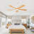 Hot Sales 52 Inch Modern Ceiling Fan With Lights - 3-Color Dimmable LED, 5 Solid Wood Blades, Remote Control, Reversible DC Motor-119971369-119971370