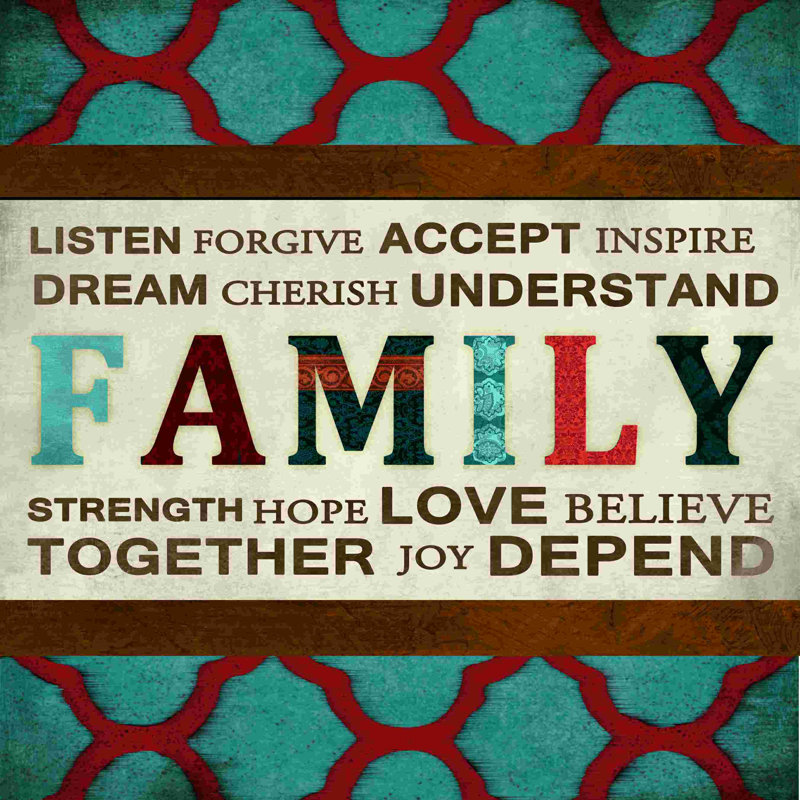 «Family is Sweet», art textuel sur toile tendue, H 12 po x l 12 po