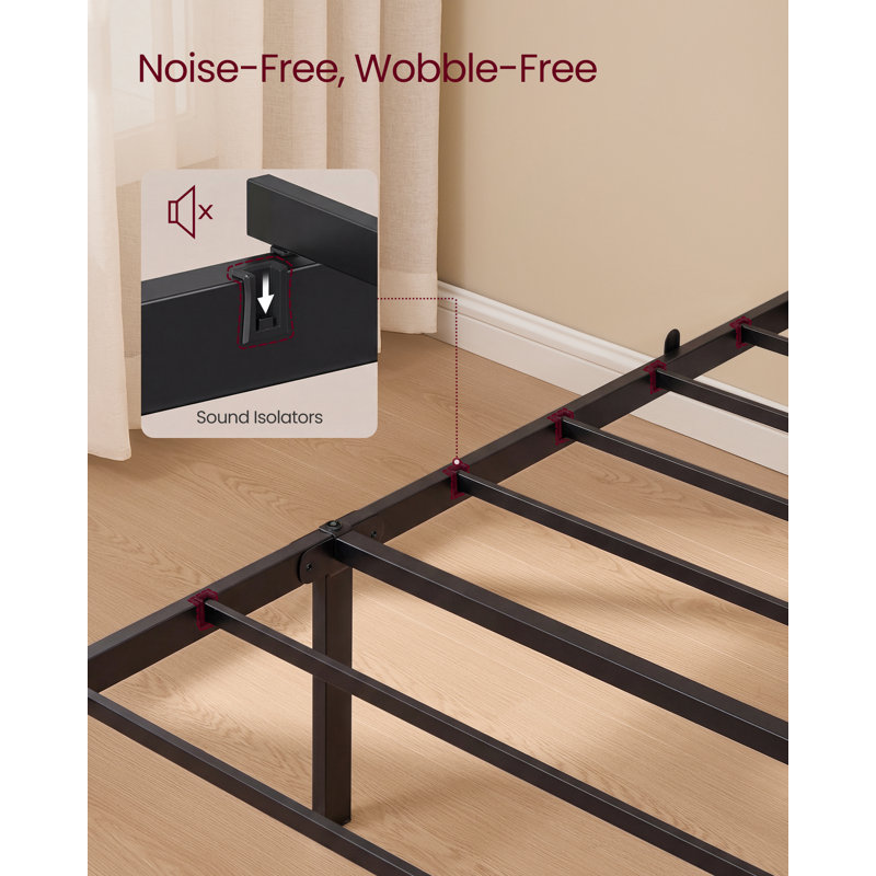 Single Metal Bed Frame with Upholstered Headboard