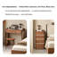 Table de meuble-lavabo de luxe 47,24 po en noyer clair - combinaison de commode modulaire, bords chanfreinés arrondis, tiroir à code, trou de gestion des câbles, espace de rangement encastré, glissières en métal lisse, pour rangement de coin de chambre et de bijoux