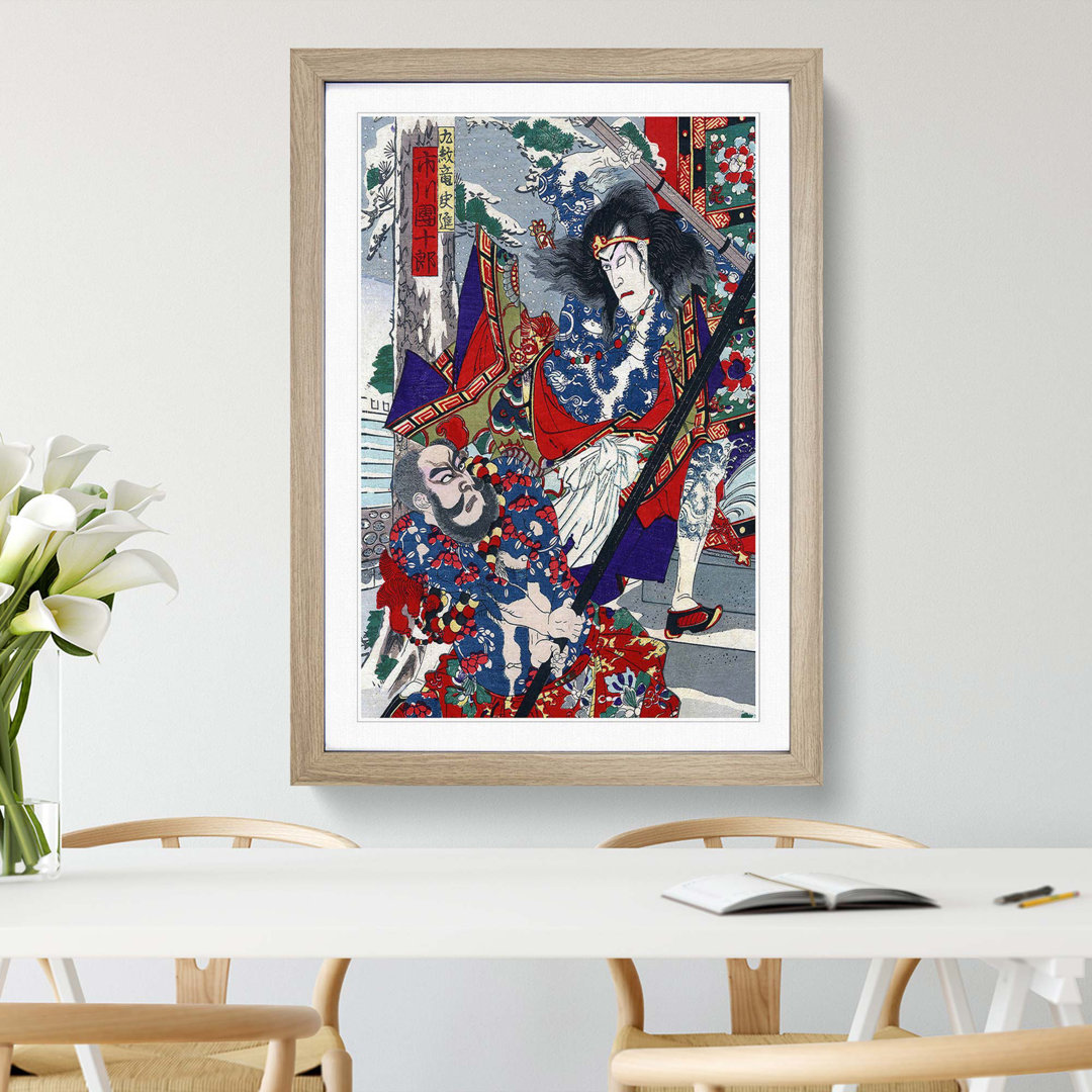 Battle Scene by Toyohara Kunichika - Framed Print