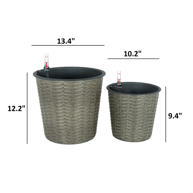 2-Pack Self-Watering Wicker Decor Planter