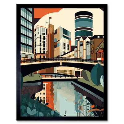 Lixandro Birmingham City Centre Canal Geometric Cityscape - Single Picture Frame Print