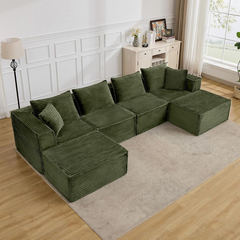 Canapé modulaire Boneless, H 31,5 po x l 141 po x P 65,8 po, 4, Vert