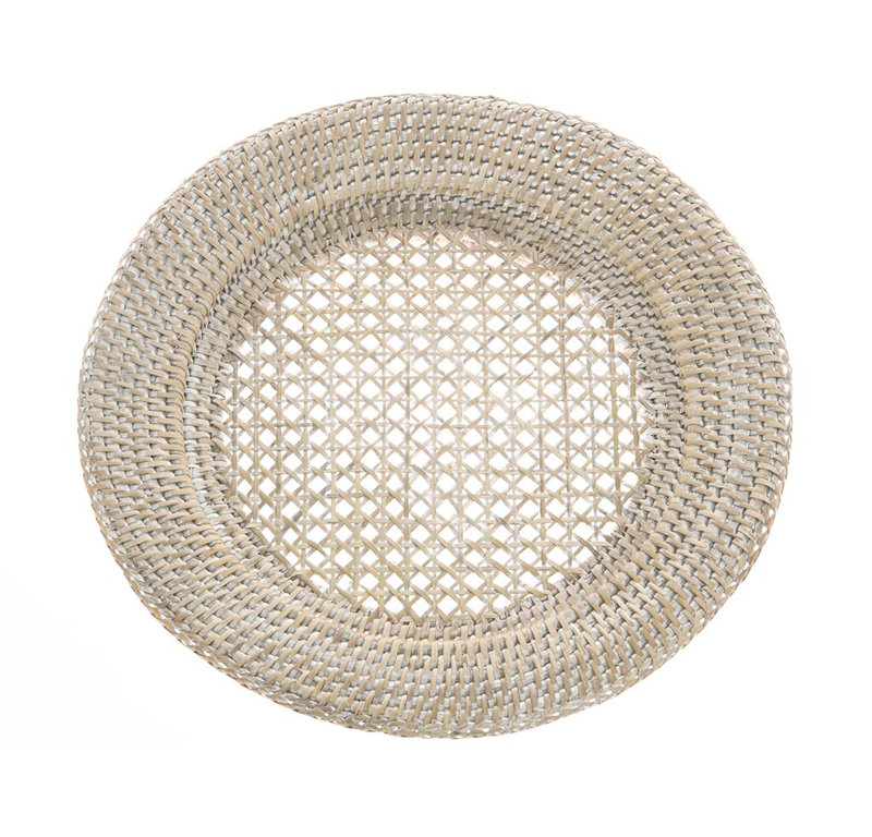Everard Rattan Charger, White Wash