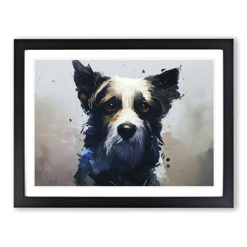 Dog Vol.1 Abstract - Single Picture Frame Painting, 46cm H x 64cm W x 2cm D, Black