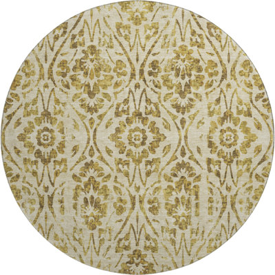 Premium Machine Washable Prisco Gold Rug
