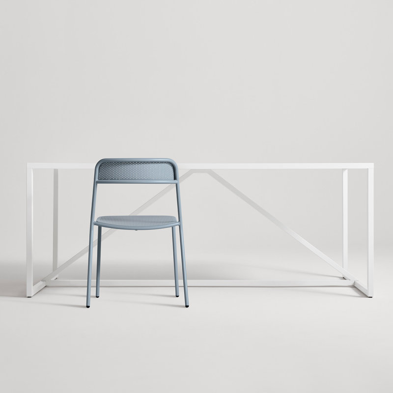 Trim Outdoor Dining Side Chair, Gray Blue