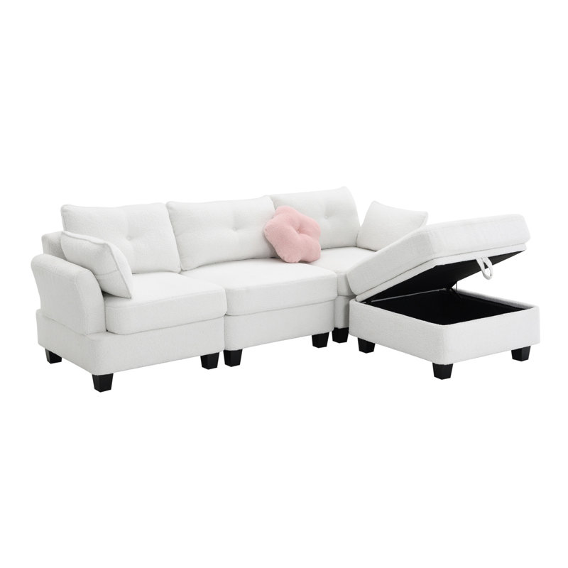 Canapé modulaire 4 pièces Mazzy, Mélange de polyester noir
