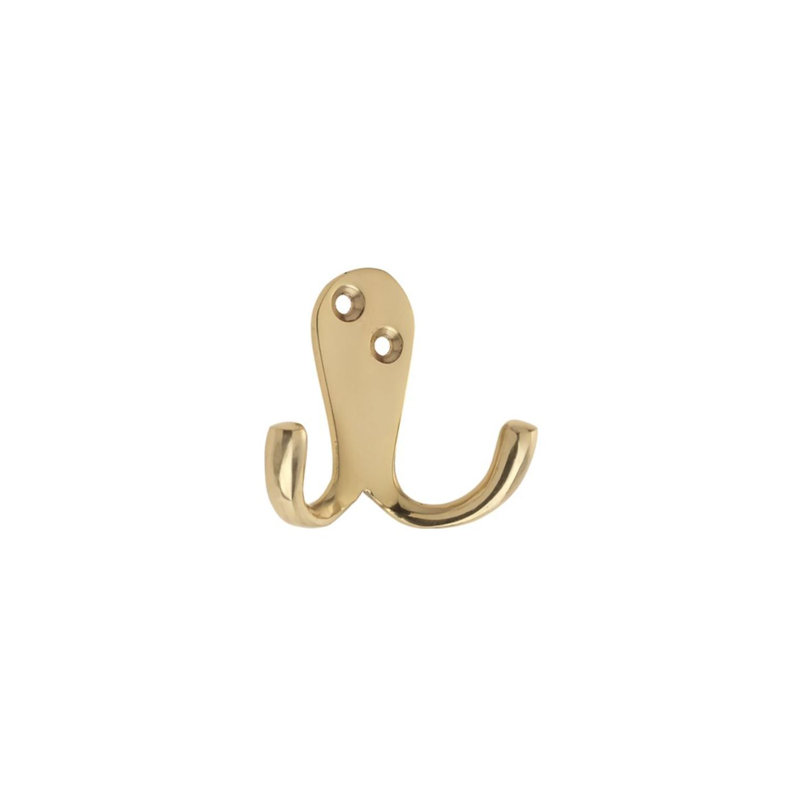 Steel Wall Wall Hook, Polished Brass