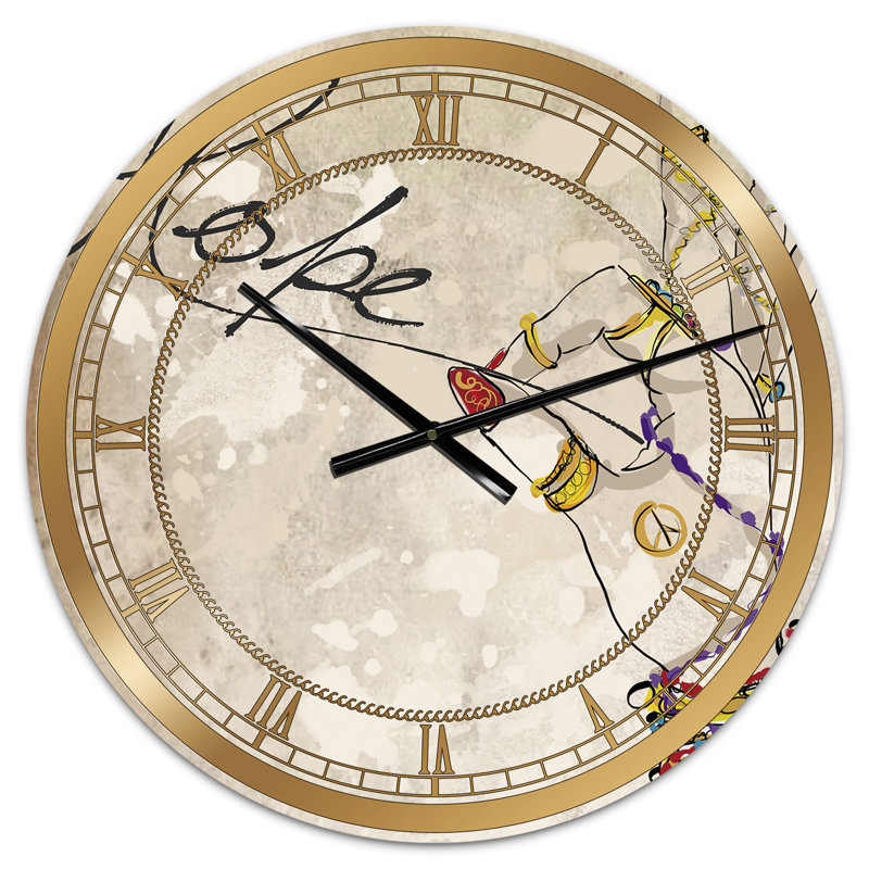 Gipsy Hippy Hand Hope - Horloge murale surdimensionnée, Surdimensionné