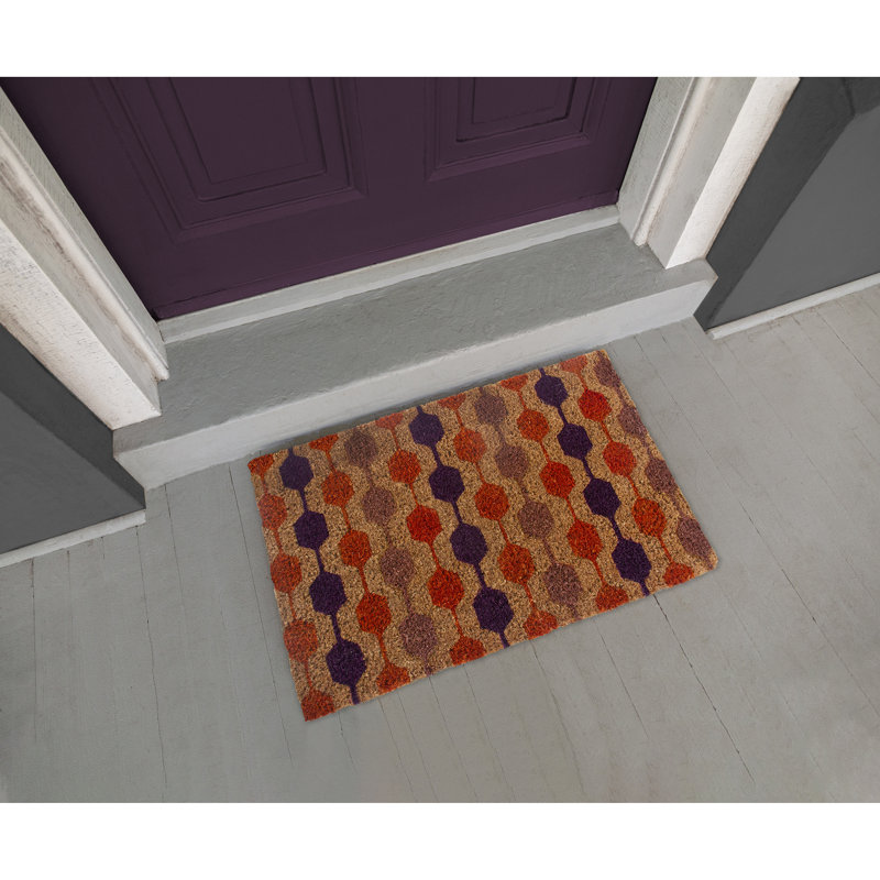 Handwoven Brown and Orange Coir Outdoor Fall Doormat