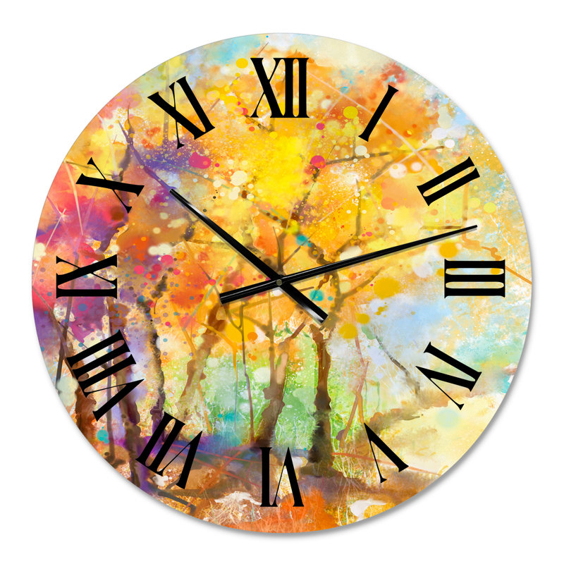 Arbre d'automne forêt colorée paysage d'arbre XIXème - Horloge murale de ferme, Petit