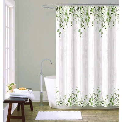 Polyester Shower Curtain with Metal Hooks-Wood