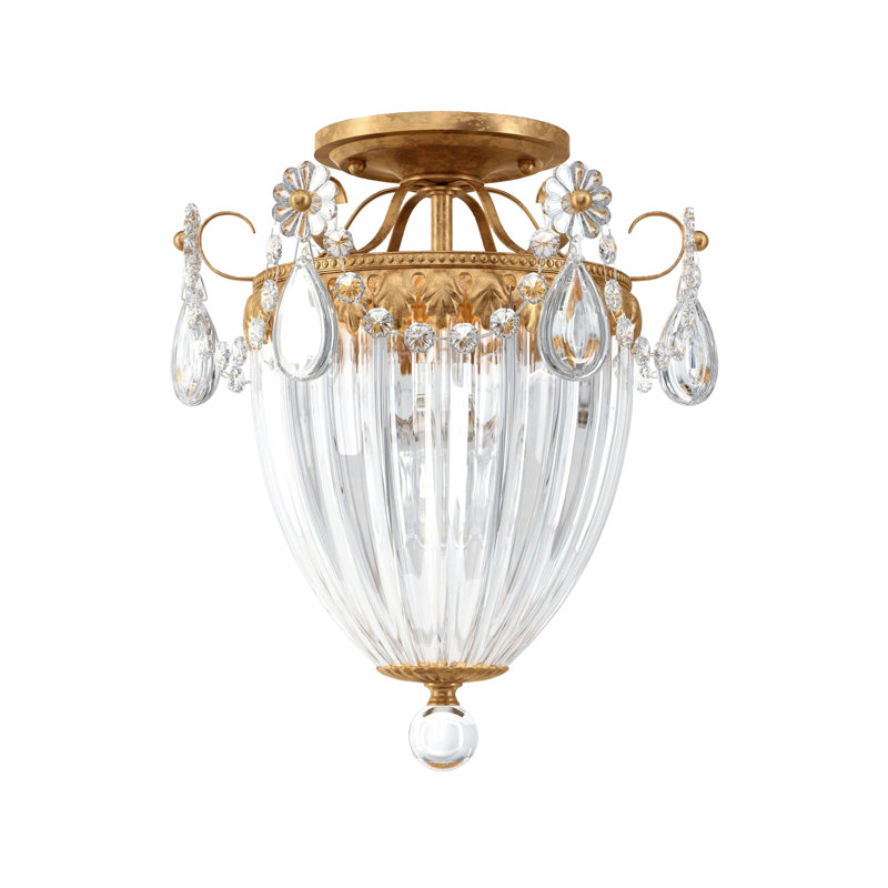 Bagatelle 3 - Light Semi Flush Mount, French Gold, Heritage Crystal
