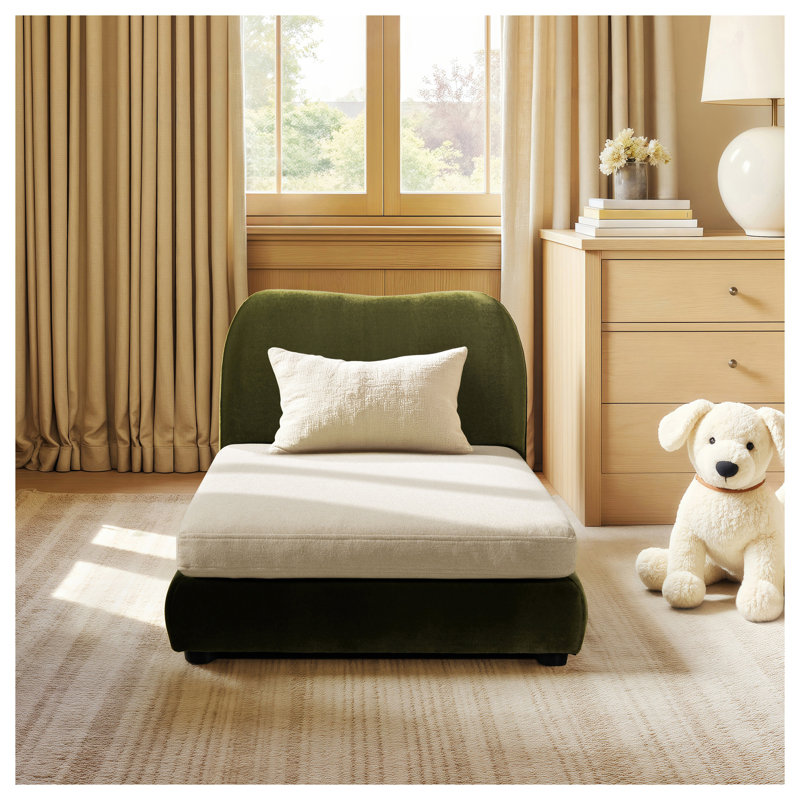 Lit rembourré pour animaux de compagnie de style romain avec dossier en velours vert olive pour petits et moyens chiens et chats, 32 po x 25,5 po