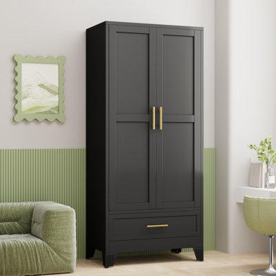 Armoire-penderie moderne en métal de 70,87 po de hauteur avec un tiroir et une tringle