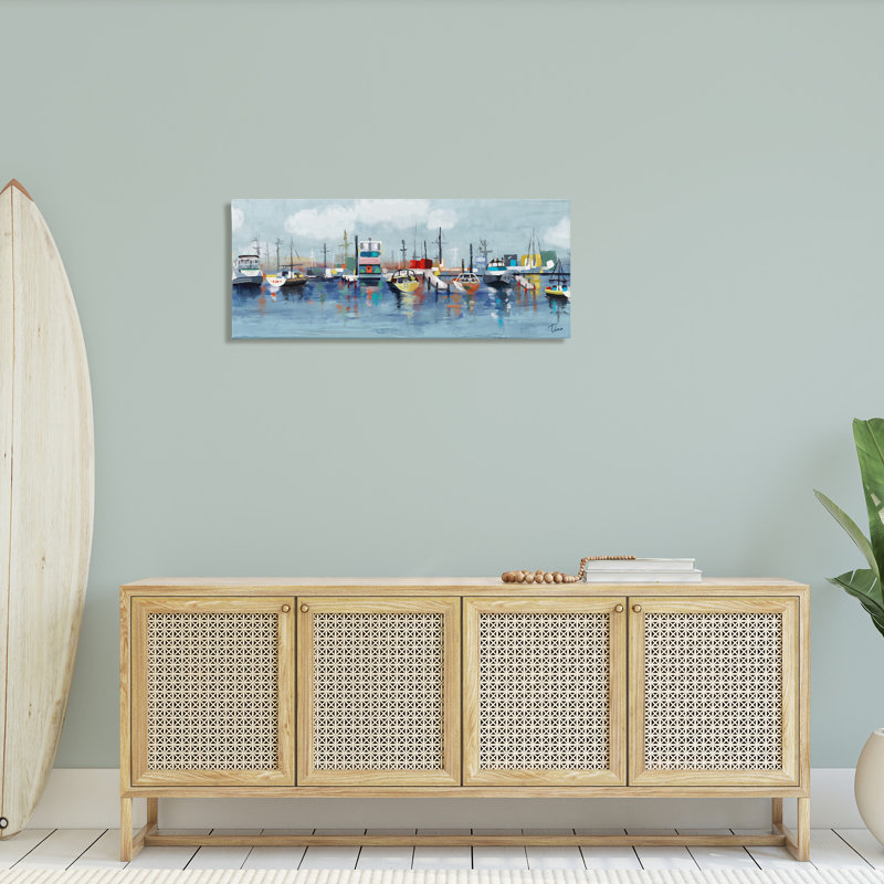 Bateaux variés amarrés à Port Marina Ocean Landscape par - on, H 17 po x l 40 po x P 1,5 po
