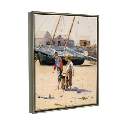 «Old Fashioned Man Woman Walk Beach Marina», art mural par lettrage et doublure