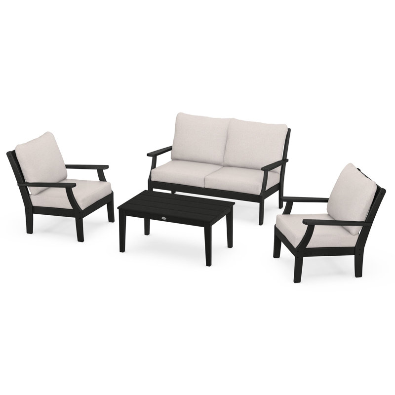 Braxton 4-Piece Deep Seating Chair Set, Sand, Weathered Tweed