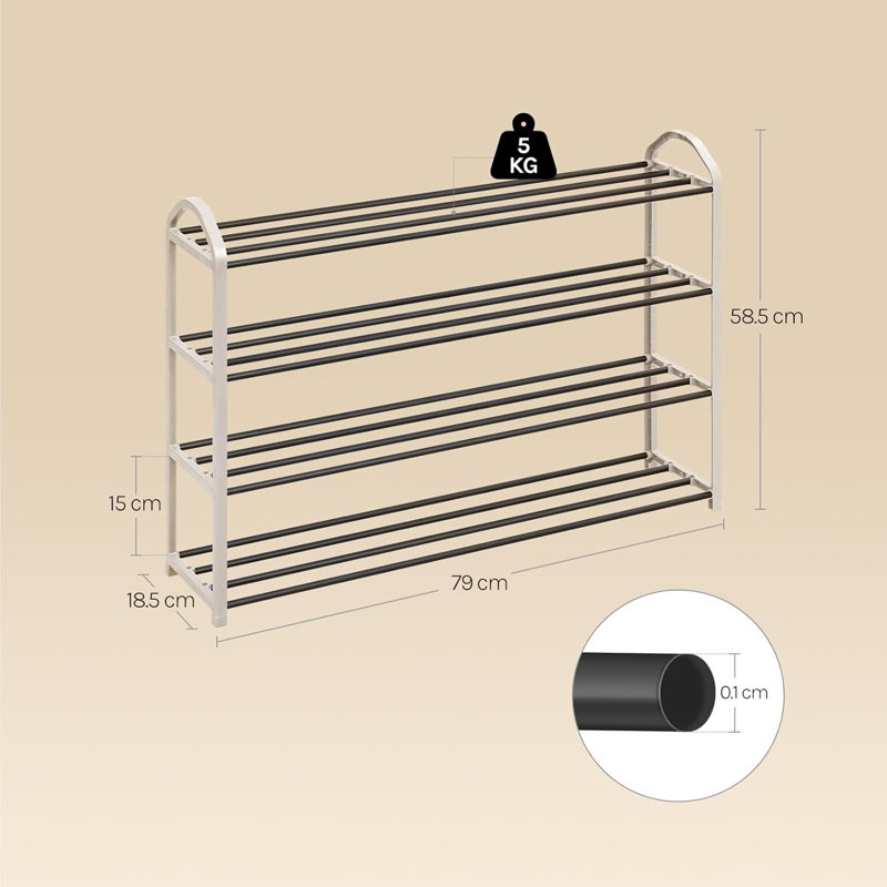 16 Pair Shoe Rack, Cream/Black