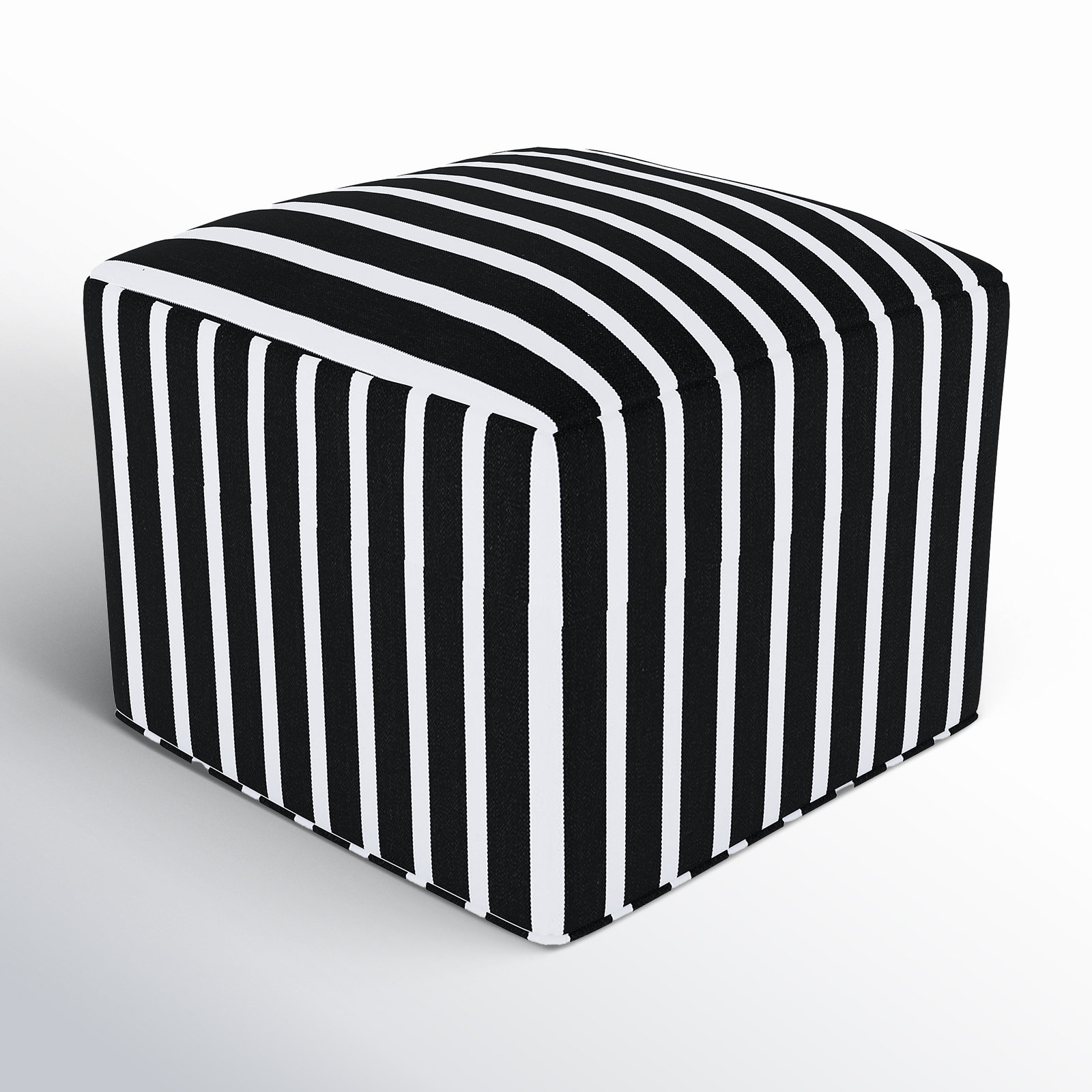 Eliana  Upholstered 18" Ottoman, Sunbrella Shore Classic, 18"H x 18"W x 18"D