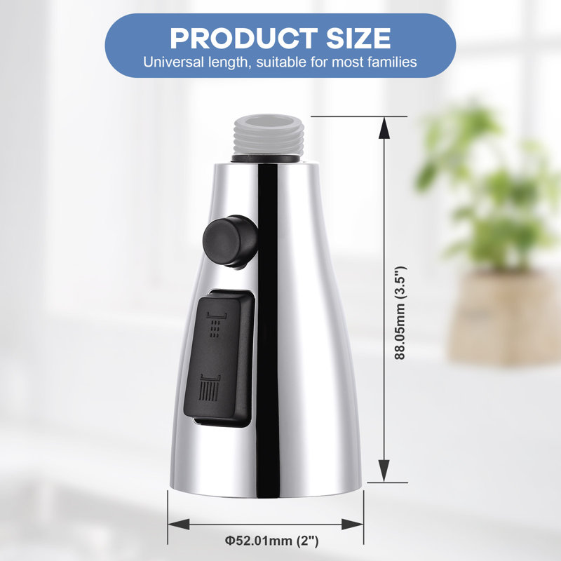 Tête de douchette extractible 3 fonctions pour robinet de cuisine avec 9 adaptateurs, Chrome poli